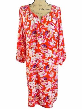 The Pioneer Woman Red and Pink Floral Long sleeve Dress. EC. Size XXXL